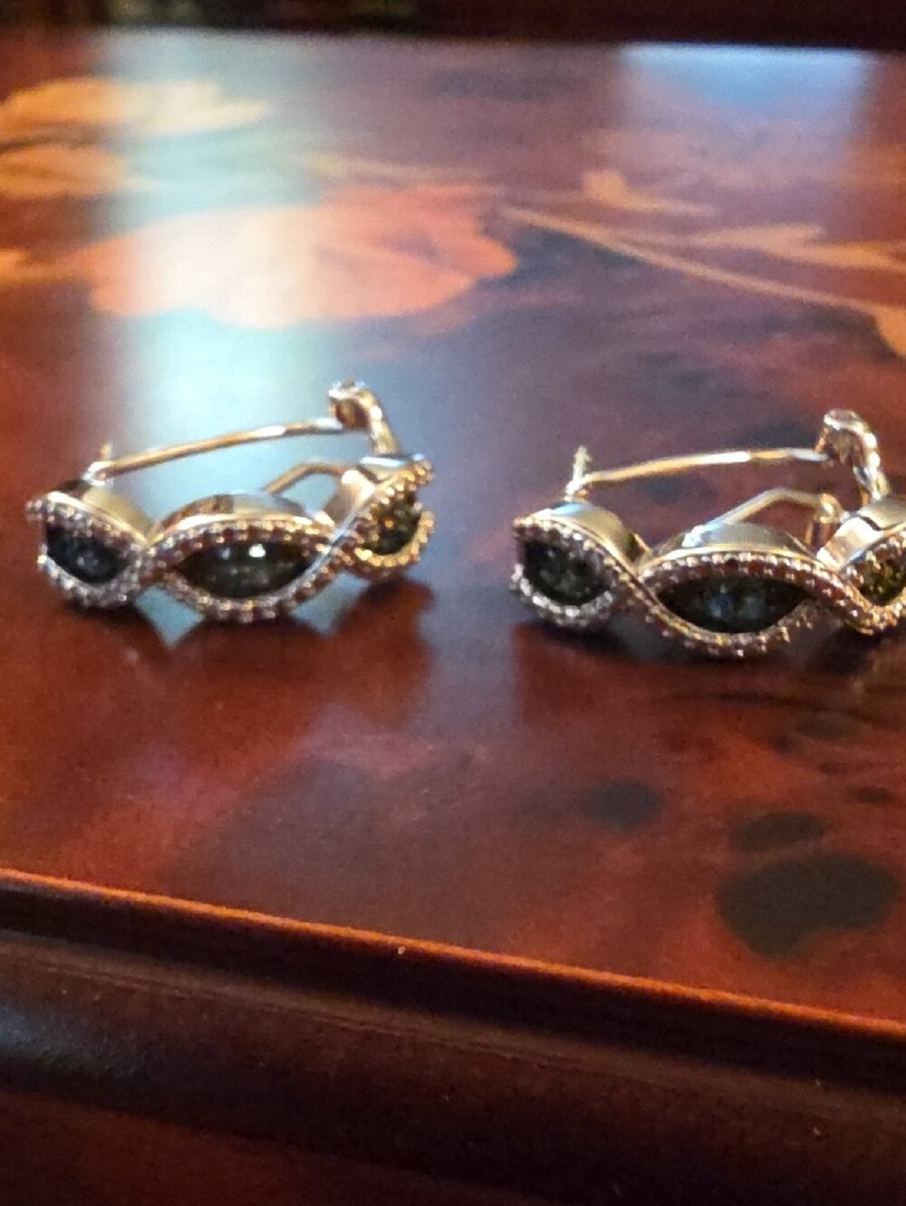 JTV Blue Velvet Diamonds Rhodium Over Silver Earrings - Picture 2 of 6